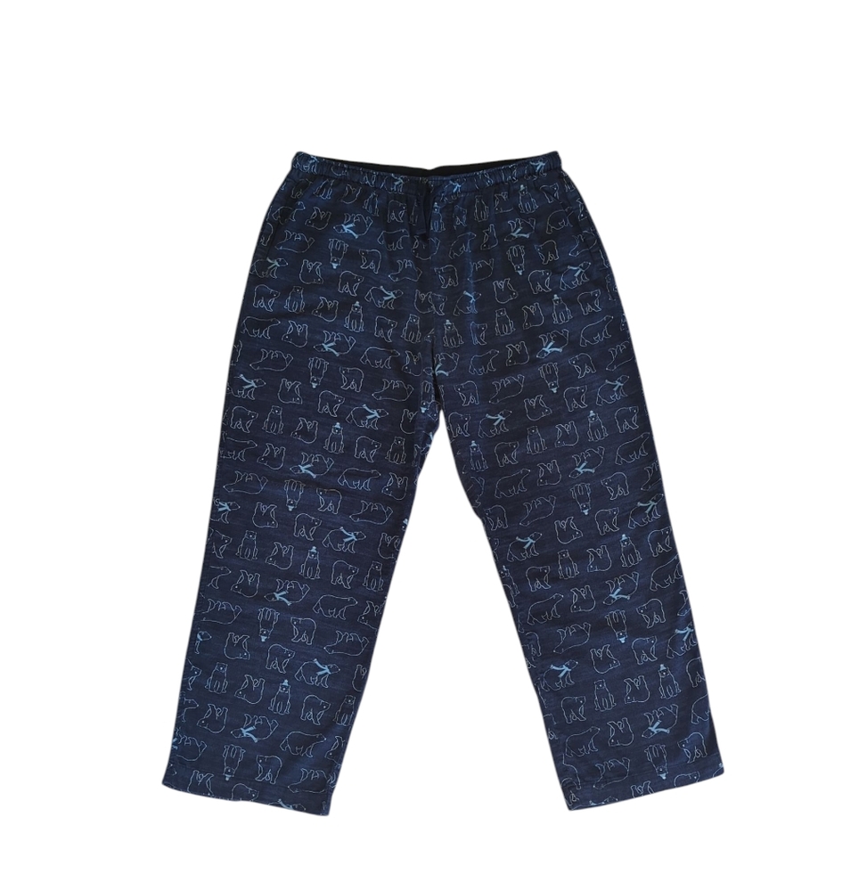Rock Atoll Polar Bear Patterned Cotton Pajama Pants LARGE Blue Pockets
